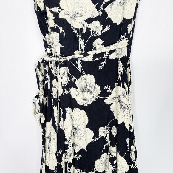 Free People XSmall XS Black Cream Floral French Quarter Printed Mini Dress Wrap - Picture 10 of 13